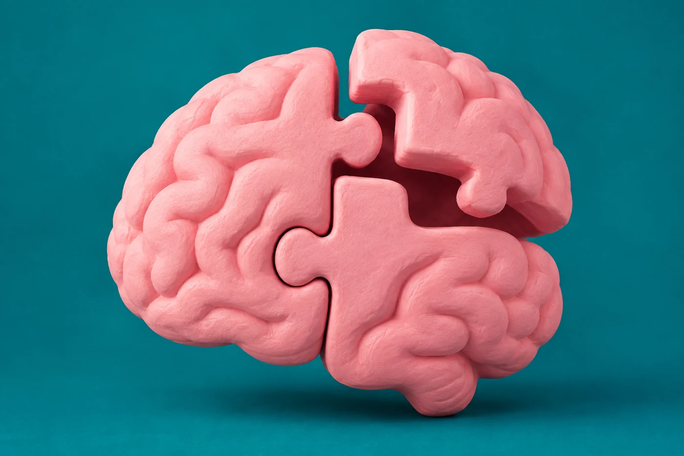 A clay brain with a puzzle-piece gap, an editorial metaphor for memory