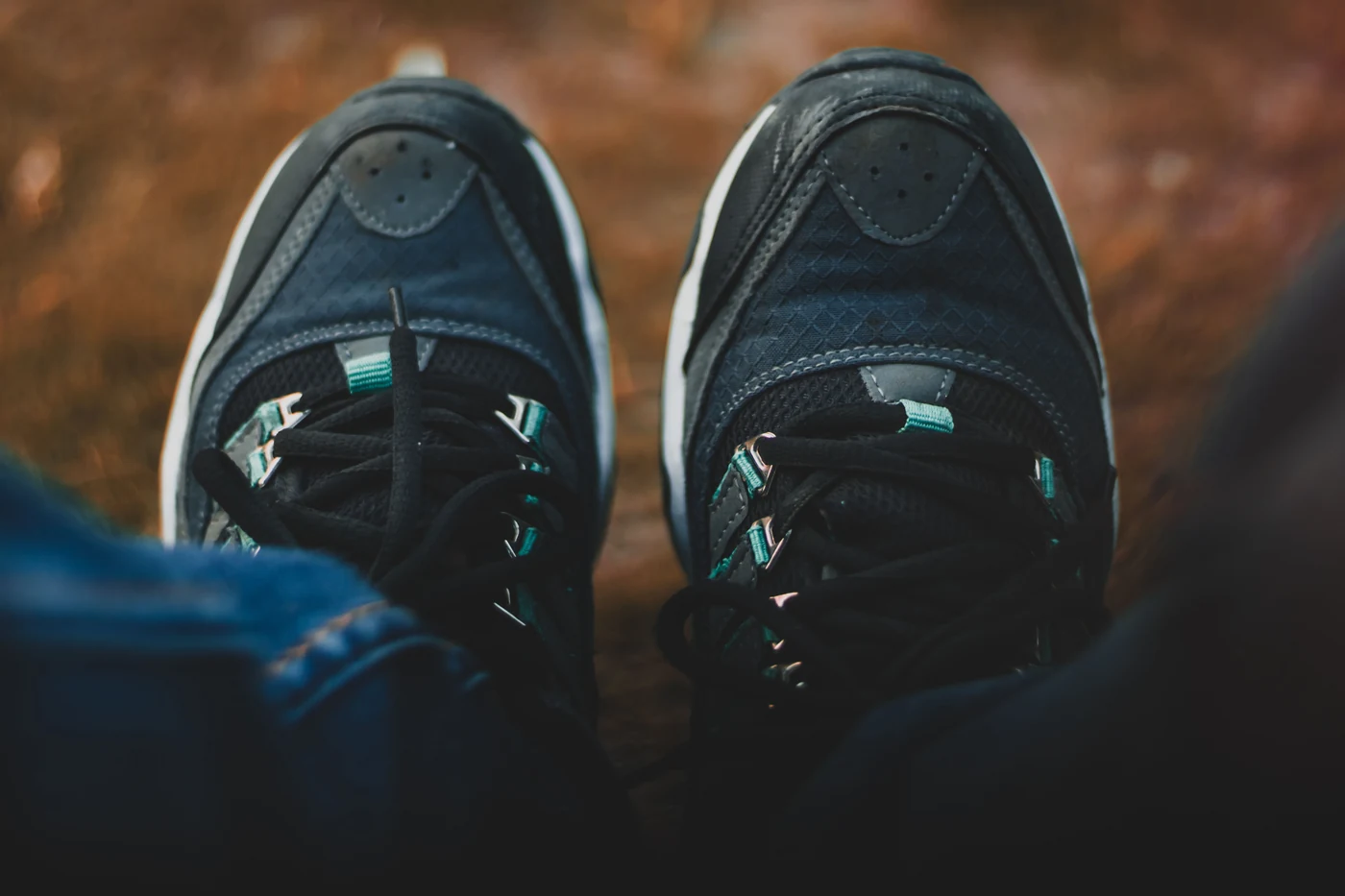 Close-up photograph of walking shoes outdoors